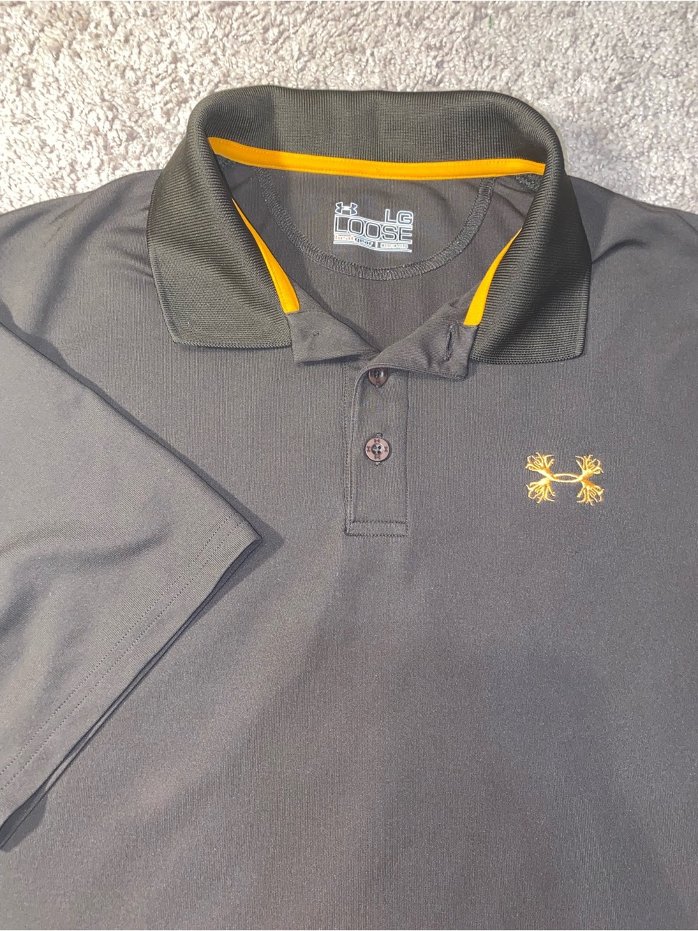 Under Armour Heat Gear Mens Size Large Antler Logo Brown Golf Polo